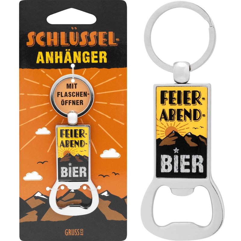 GRUSS & CO Bottle opener motif "Feierabend Bier", key ring,