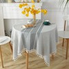 Nesrefyn Round Tablecloth 55 Inch (140cm) - Grey Linen-Look Polyester