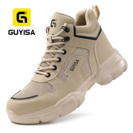 Guyisa Factory Custom Anti-smash and Anti-puncture Men's Safety Shoes Breathable Comfortable Safety Shoes for MenType: F078-YELLOW, Gender: UNSEX, Size: 8