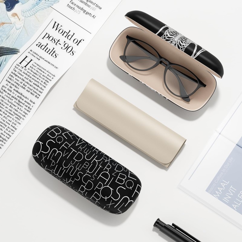 NPOOYI 3 Pack Eyeglasses Case, Hard Shell Protective Case for
