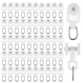 50 Pcs Curtain Track Glider Rollers Hooks Ceiling Sliding Curtain Rail Glider Tracks Accessories Mute Wheel Rollers Ball Pulley for Living Bedroom Shower Privacy Rv Garage Room Dividers