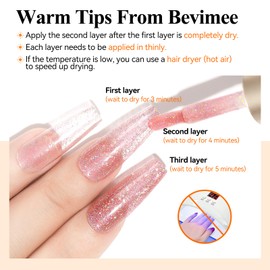 Bevimee Glitter Nail Polish Quick Dry 12ML Shimmer Holographic Reflective Air Fast Drying Iridescent Nail Lacquer Nail Art for Beginner-1PC, Pink Orange