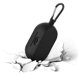 Geekria Funda de silicona compatible con Jabra Elite 7 Pro, Jabra Elite 7 Active True Wireless Earbuds, funda protectora para auriculares con gancho para llavero, puerto de carga accesible (negro)