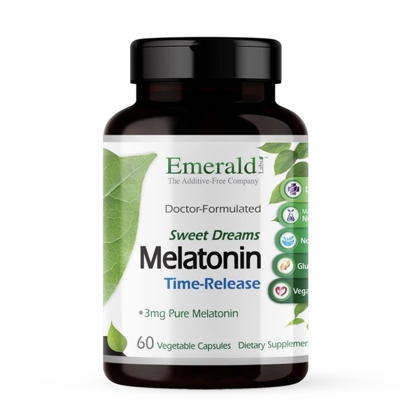 Emerald Labs Melatonin Time Release - Dietary Supplement for Healthy Sleep Patterns, Performance and Focus - 60 Vegetable Capsules