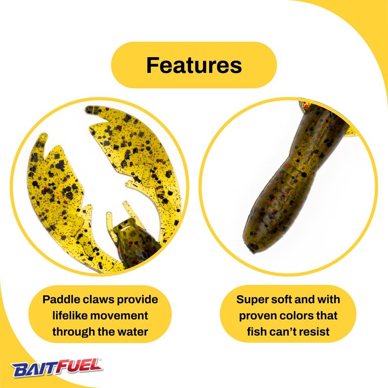 BAITFUEL PACA Craw Creature Bait Infused with Supercharged X55 Formula