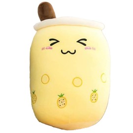 Squish Buddies - Cute Plushies, Soft Teddy, Weighted Plush Toy, Stuffed Animal, Teddy Bear for Kids, Girls, Gifts - Kawaii Plushie, (Boba Yellow Excited)