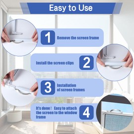 FLYZZZ 30Pcs Flat Corner Mount Window Screen Clips,Tension Window Spring Stainless Steel for Window Screens for House Prevents The Screen from Shaking