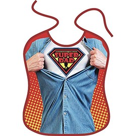 ITATI-Textilien Large Bib with Who Effect = Super Dad = Funny Gift for Daddy Bib for Adults (BG-44993) Also Suitable as a Gift or Men's Gift, multicoloured
