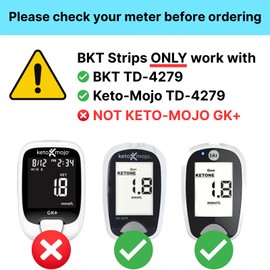 BKT TD-4279 Blood Ketone Test Strips 50ct - NOT for Keto-Mojo GK+ - Only for BKT Meter and Original Keto-Mojo Bluetooth TD-4279