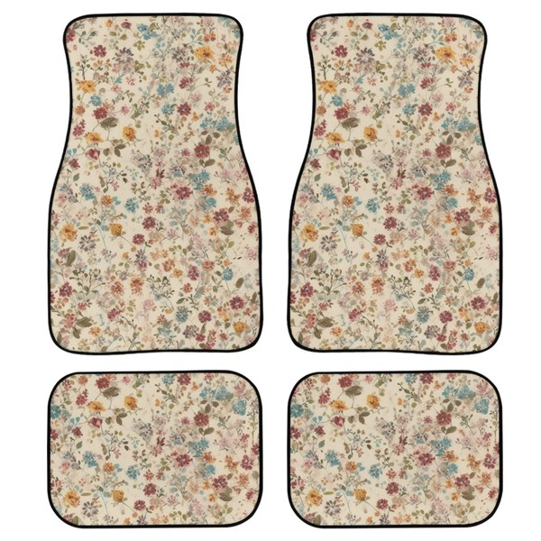 Semiouray Retro Daisy Floral Print All Weather Carpet Vehicle Floor