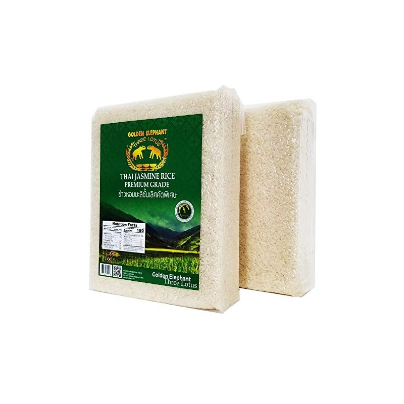 Three Lotus Thai Premium Jasmine Rice 5 lbs Imported Grade