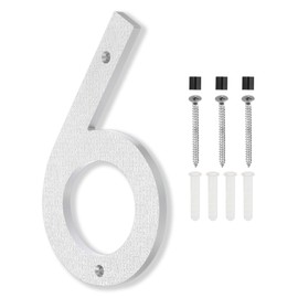 PATIKIL 8 Inch House Numbers, House Address Numbers Sign Large Floating Modern with Screws for Outside Door Wall Street, Silver, 6