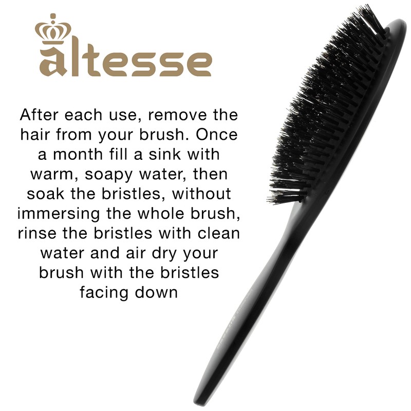 Alteste hairbrush with pure wild boar bristles, 13-row, black