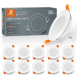 DUSKTEC LED Recessed Spotlights 230 V, LED Spotlights, Ceiling Spotlights, 7 W, Warm White, Flat IP44, LED Recessed Ceiling Light Ceiling for Bathroom, 75-90 mm Hole Size, Recessed Spotlights for