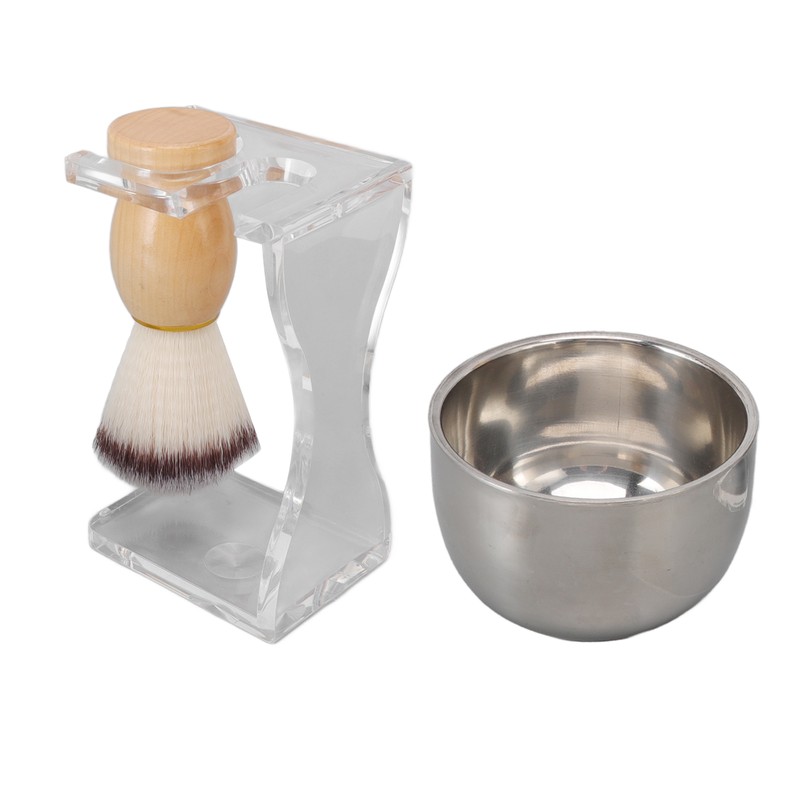 3 PCS Men Shaving Brush Set Acrylic Brush Holder Bubble