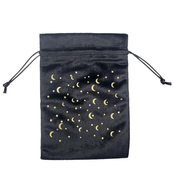 XINLRYUYING Star Print Tarot Card Bag Velvet Tarot Card Storage Bag Tarot Card Black Drawstring Pouch for Tarot Rune Jewelry Crystal
