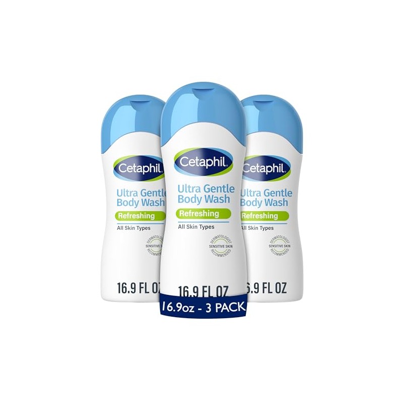 Cetaphil Ultra Gentle Body Wash, Refreshing Scent, 16.9 Ounce (Pack