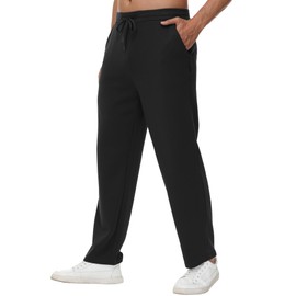 WiWi Sweatpants for Men's Workout Gym Pants Lightweight Track Pant with Pockets Drawstring S-XXL,Black,Large