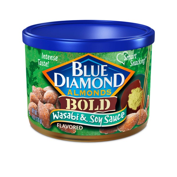 Blue Diamond Almonds, Bold Wasabi & Soy Sauce, 6 Ounce (Pack of 6)