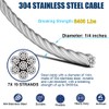 1/4" Wire Rope Kit, 100ft Stainless Steel Cable with 2Pcs