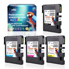 Enlite SG500 Newest Updated Chip high Ink Volume Sublimation Ink Cartridges Compatible for Sawgrass Virtuoso SG500 SG1000 Sublimation Printers, 4 Pack（No Need A B Version）…