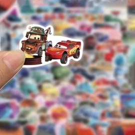 TUMAJI 100 Pcs Cartoon Movie Cars Stickers for Water Bottle Waterproof Vinyl Animation Cars Movie Decals for Laptop Tablet Scrapbook Binders Luggage Skateboard