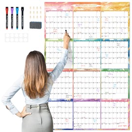 EYROZILL Large Dry Erase Wall Calendar 2025-2026, 32"x48" Vertical Layout, Double-Sided Calendar Whiteboard for Wall, Yearly Planner for Office, Classroom, Home Task Organizer (2025-2026 Jan-Dec)