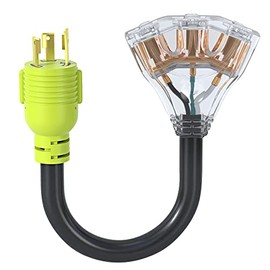 AOWEITOUR RV 30 Amp to 110 Adapter Generator Power Cord, 3 Prong 30 Amp Adapter Plug to 20 Amp Twist Lock Socket,NAMA L5-30P Male Plug to 3X 5-20R T-Blade Female Plug,10 AWG STW (1.5FT)