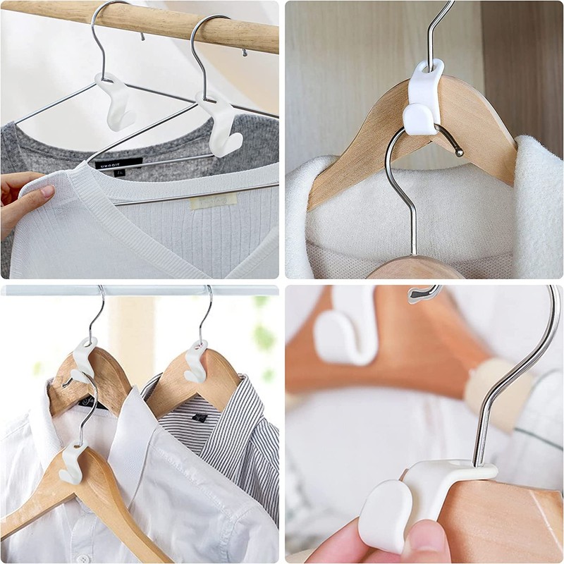 Rifrpha 100 PCS Mini Plastic Clothes Hanger Connector Hooks, Multi-Layer
