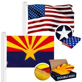 UD_G128 Combo Pack: USA American Flag 3x5 Ft Embroidered Stars & Arizona State Flag 3x5 Ft Embroidered Double Sided 2ply