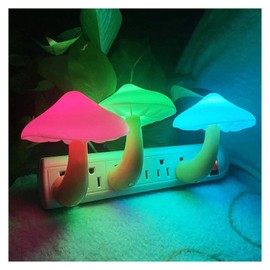 [3 Pack] UTLK Plug-in LED Mushroom Night Light Lamp with Dusk to Dawn Sensor,Plug in LED Bed Cute Mushroom Nightlight Night lamp Wall Light Baby Night Lights for Kids Children (7-Color)