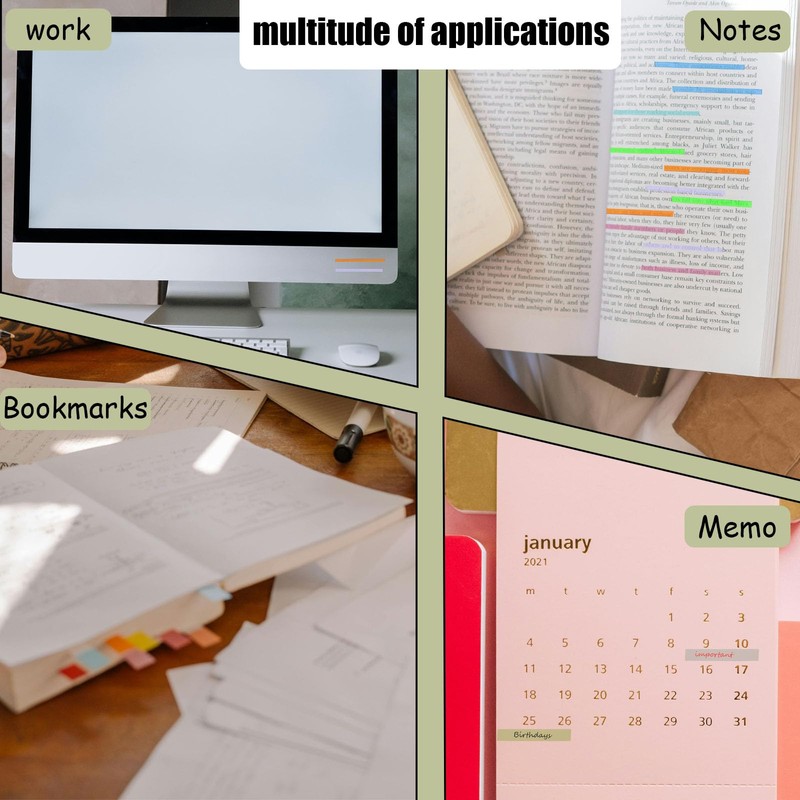 Realand 2700pcs Transparent Highlighter Tape, Short Reusable Highlight Strips Book