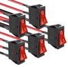 QTEATAK 5Pcs AC 250V/15A, 125V/20A Red Light Pre-Wired Illuminated LED