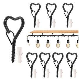 HSYTEK Pack of 8 Screw Hooks Black Stainless Steel Hooks for Screwing with Safety Ceiling Hooks for Hanging Plant Baskets, Bird Cages, Fairy Lights and Christmas Decorations Hook Screws