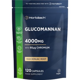 Glucomannan Capsules 4000mg | Konjac Root | Glucomannan Complex with Chromium | Vegan & Vegetarian Friendly | 120 Count | By Horbaach