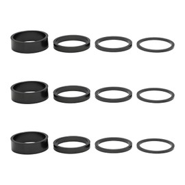 Makoto Nobu 12 Pcs Headset Spacers for Bikes - 28.8 mm Diameter Aluminium Alloy Bike Stem Spacers Set, 2mm, 3mm, 5mm, 10mm, Black, for MTB, BMX, Road, and Mountain Bike Handlebars