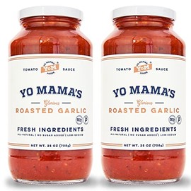 Keto Roasted Garlic Pasta Sauce by Yo Mama's Foods - Pack of (2) - Vegan, No Sugar Added, Low Carb, Low Sodium, Gluten Free, Paleo Friendly, and Made with Fresh Non-GMO Tomatoes!