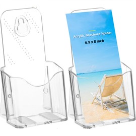 2 Pack Acrylic A5 Leaflet Holder – Transparent Stand for Brochures, Greeting Cards, and Flyers – Premium Acrylic Display Stands for Marketing Materials
