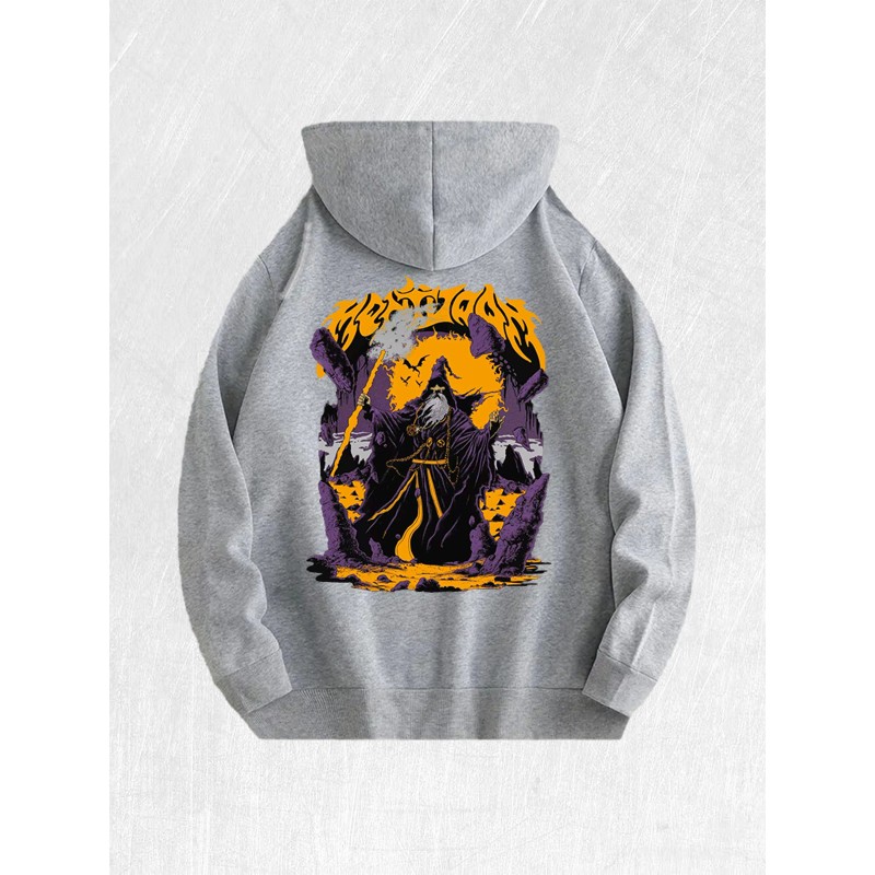 Wizard Graphic Hoodie 100% Cotton US Warehouse 7 ColorsColor: Light