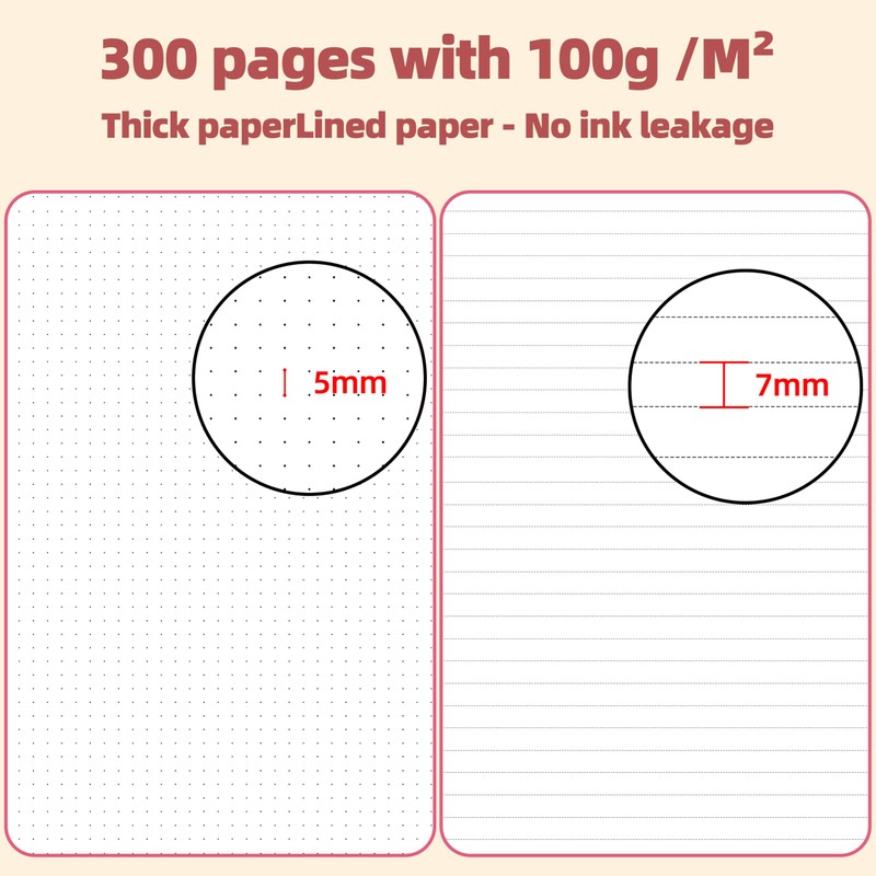Mlife Notebook A5 Dotted,Bullet Dot Journal,300Page Spiral Notebook,100g/M² Ink-Resistant Paper,PVC
