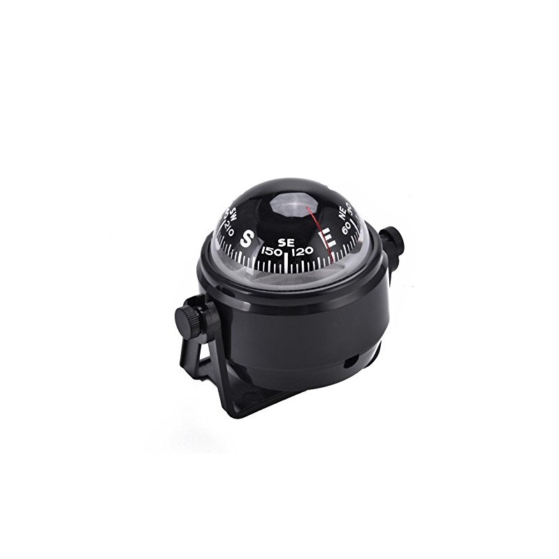 Car Compass, Black Electronic Vehicle Compass Declination Adjustable Military Marine