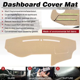 BLIBLIUNIT Dash Cover Mat Custom Fit for Hyundai Sonata 2009 2010 with Cutout for Sensor, Dashboard Cover Pad Protector (09-10 Beige)