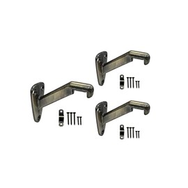 QCAA Heavy Duty Handrail Stair Brackets, Zinc Die Cast, Antique Brass, 3 Pack, Made in Taiwan