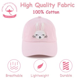 Zsedrut Girls Baseball Cap Kids Cotton Sun Hat Spring Summer Boys Peak Caps Adjustable Bunny Hats(6-24M,Pink)