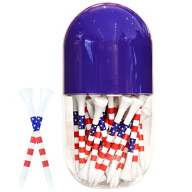 EWILLING Premium Bamboo Golf Tees Stars and Stripes with Mark System | Size 3-1/4 inch | Pack of 50 | Low-Resistance Tip fpr Less Friction Golf Gifts for Men and Women (Stars and Stripes 3-1/4 inch)