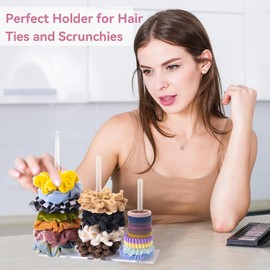 SMUK Soporte Acrílico de 3 Niveles para Coleteros, Organizador de Lazos para El Pelo, Almacenamiento para Mujeres, Adolescentes Y Niñas, Regalos, Organizador de Accesorios para El Cabello 1 Unidad (Pa