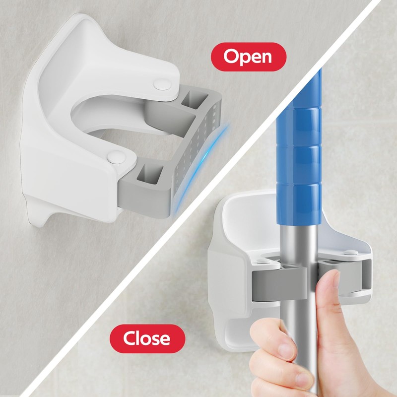 reliahom 3 Pack Broom Holder Wall Mount Mop Grippers No