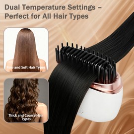 Cordless Mini Hair Straightener Brush - Rechargeable Battery-Powered, Portable with 2 Temperature Settings & Built-in Mirror for Travel, RV, Outdoor