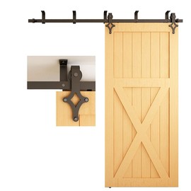 TSMST 8FT Ceiling Mount Sliding Barn Door Hardware Closet Track Kit, Fits 48" Wide Single Wood Door Panel - Diamond Style