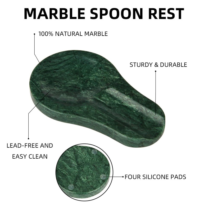 HESHIBI Marble Spoon Rest for Kitchen Stove Countertop, Marble Utensil